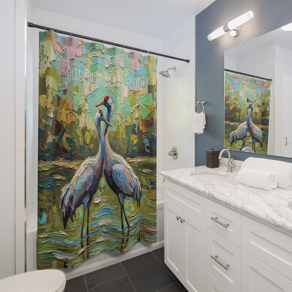 Brolga Pair Wetlands Shower Curtain