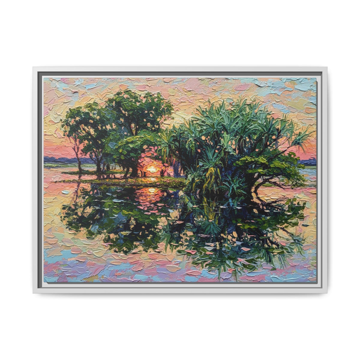 Pandanus Sunset Reflection Canvas