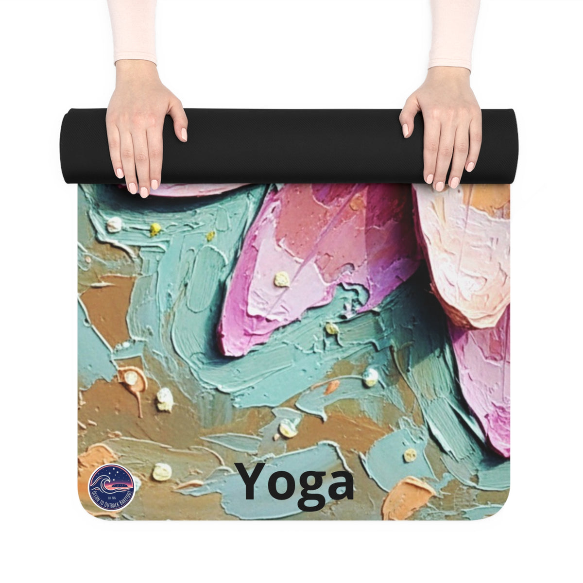 Pink Lotus Rubber Yoga Mat