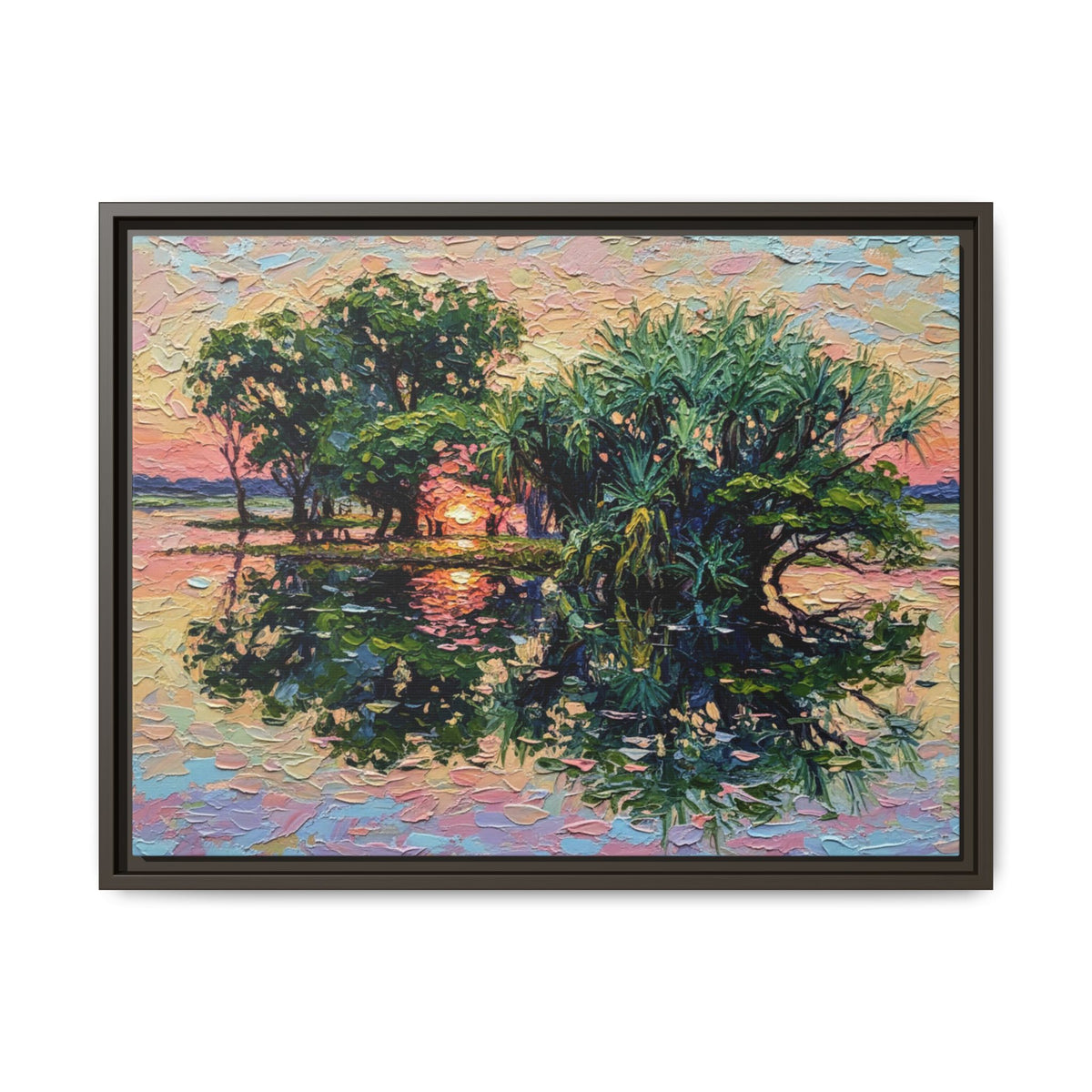 Pandanus Sunset Reflection Canvas