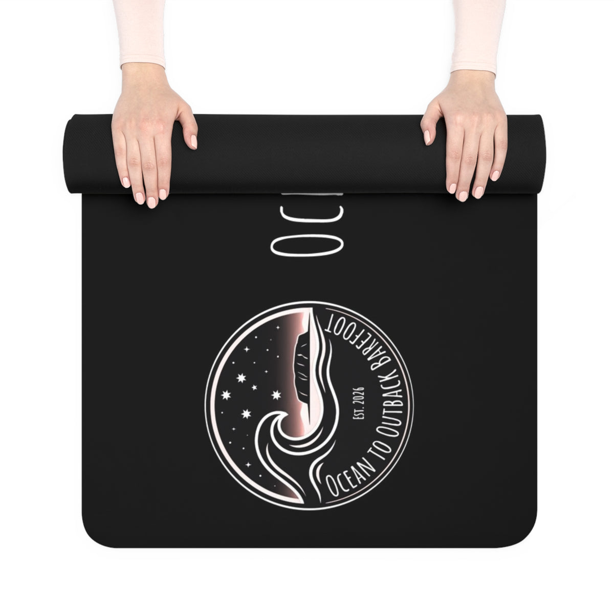 Black and White Logo Rubber Yoga Mat