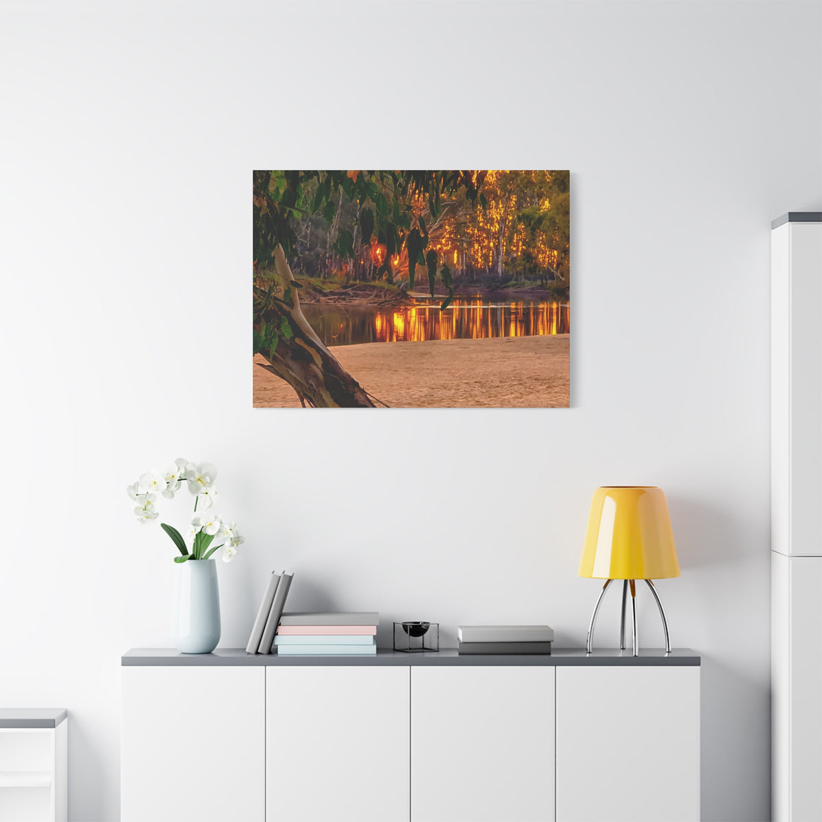 Golden Riverbank Canvas
