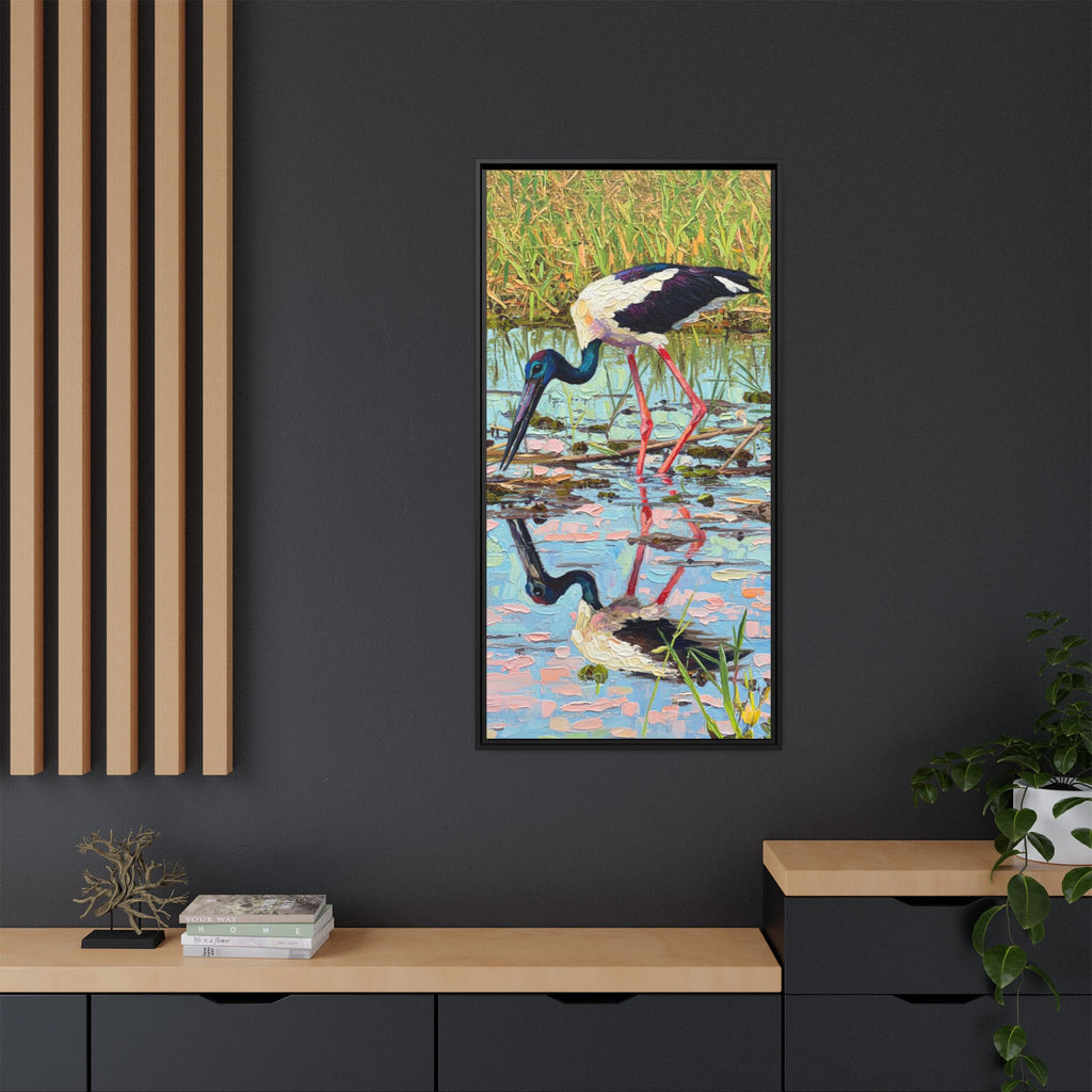Black-Necked Stork Framed Canvas