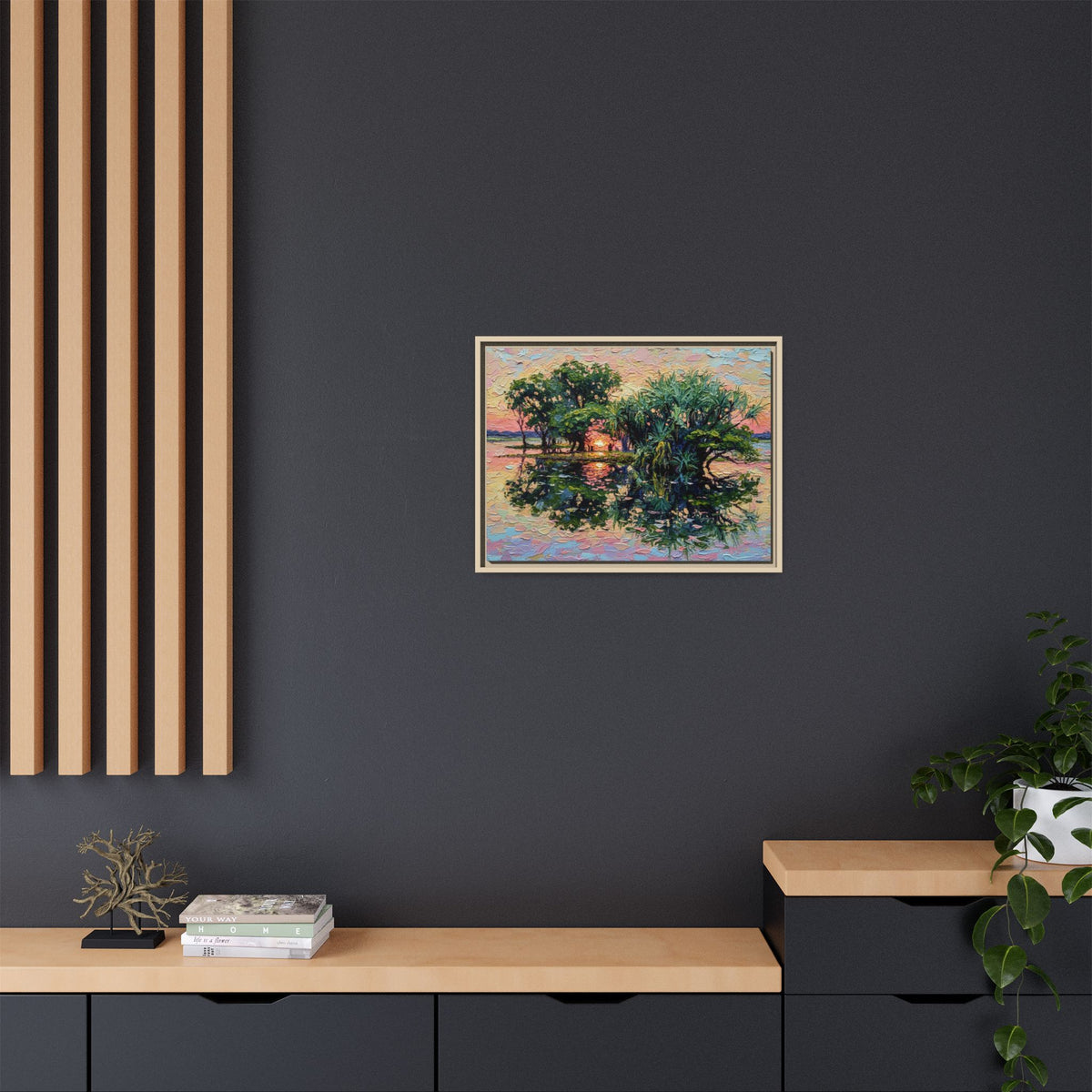 Pandanus Sunset Reflection Canvas