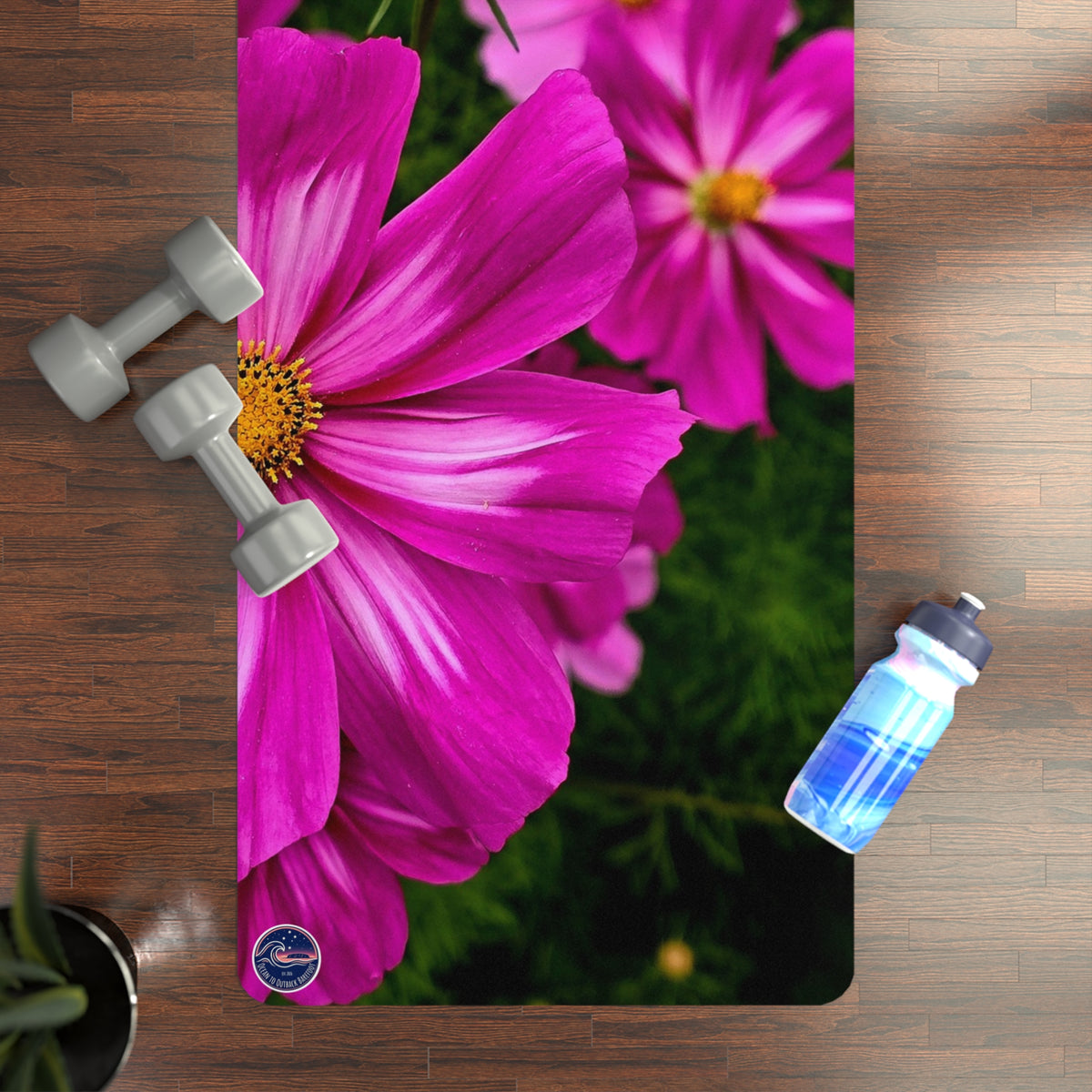 Floral Pink Cosmos Rubber Yoga Mat