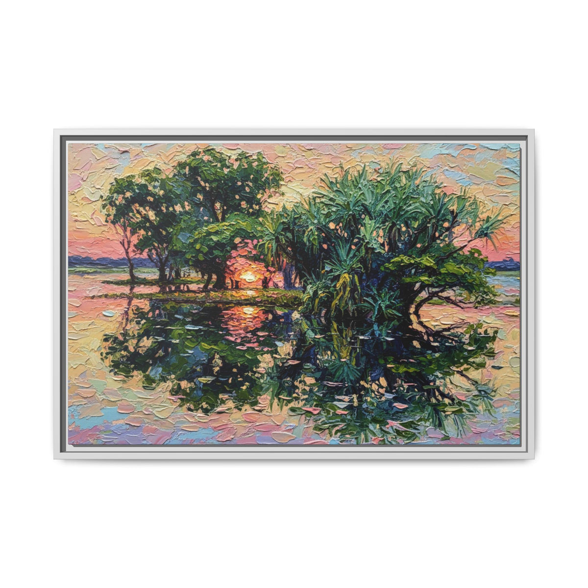 Pandanus Sunset Reflection Canvas